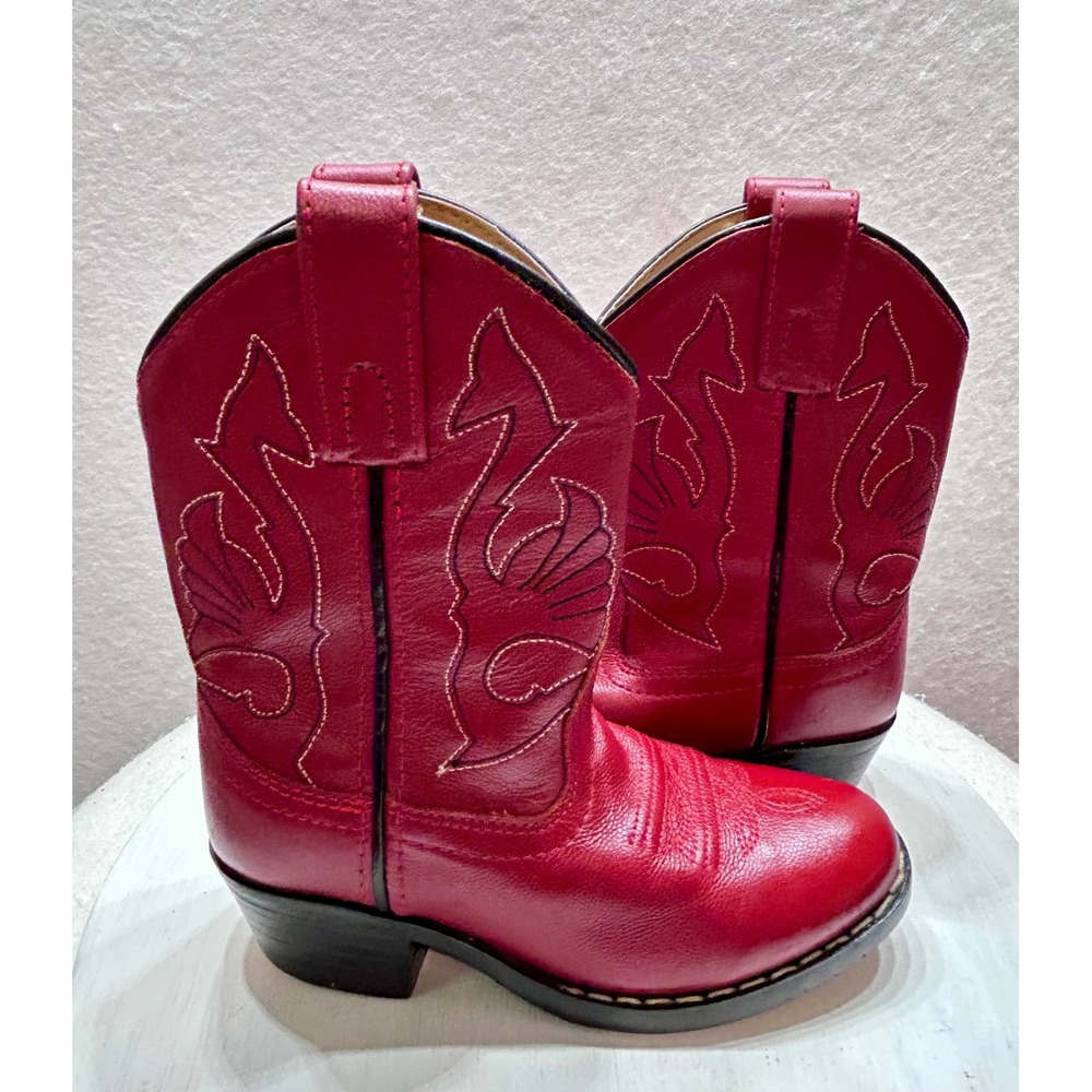 Masterson Boot Co Kids Red Leather Western Cowboy Boots RB2004C Size 10.5